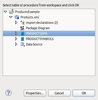 Preview Data Select Table Dialog